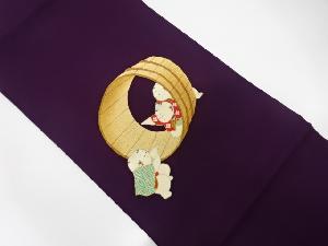 塩瀬手描き御所人形模様名古屋帯